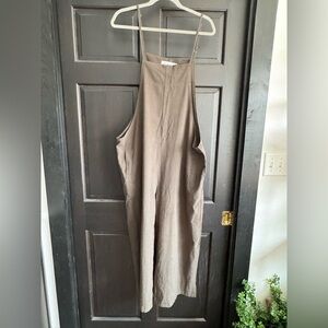 Beige Sleeveless Jumpsuit with Spaghetti Straps and Relaxed Fit
